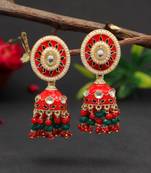 Red color meenakari earrings