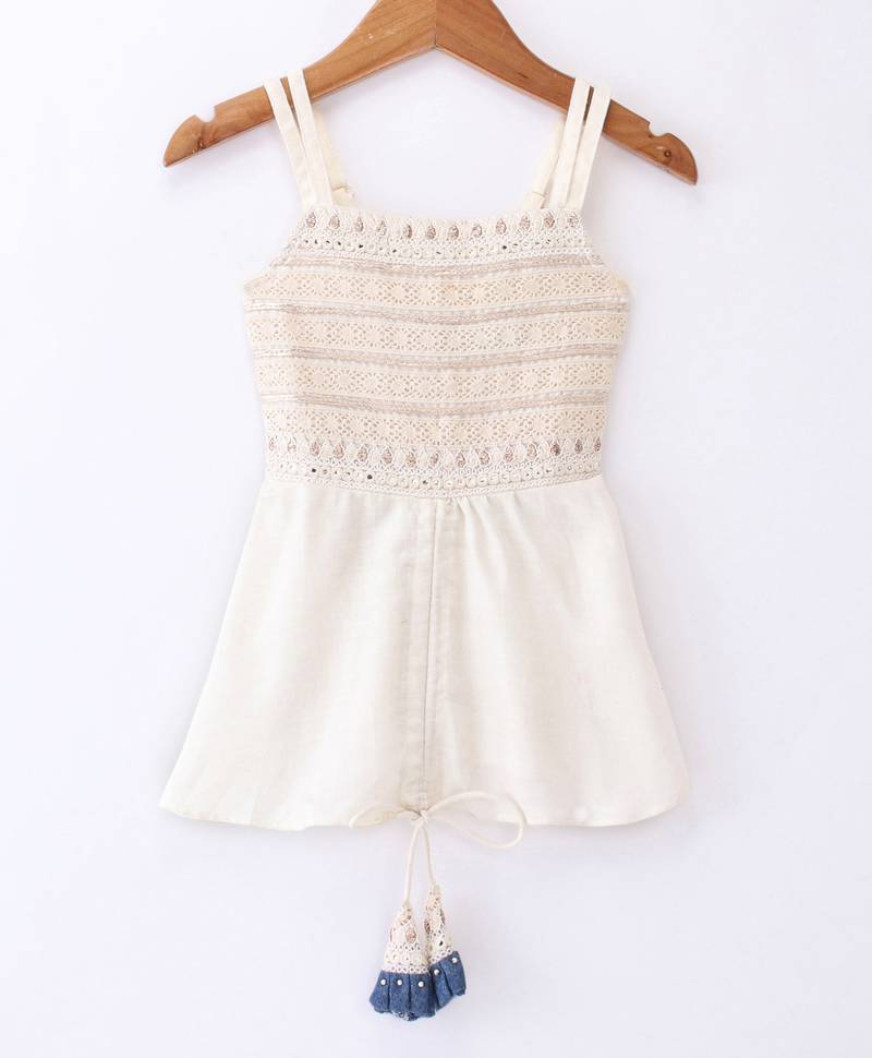 Twisha Girls Embroidered Designer Top & Self Designed Palazzo - Off White & Pink