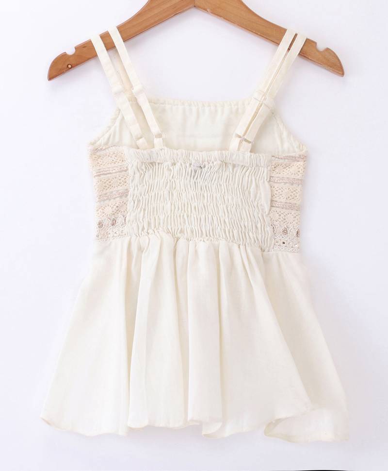 Twisha Girls Embroidered Designer Top & Self Designed Palazzo - Off White & Pink