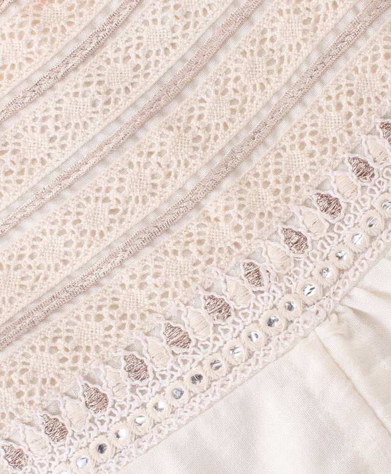 Twisha Girls Embroidered Designer Top & Self Designed Palazzo - Off White & Pink