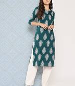  teal green paisley print kurta
