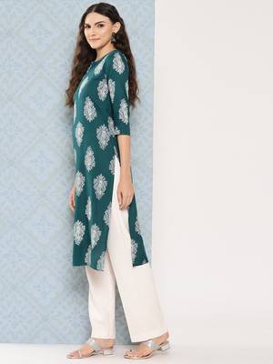  teal green paisley print kurta 2