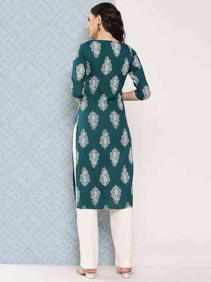  teal green paisley print kurta 3