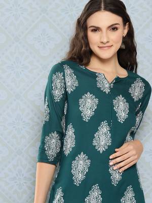  teal green paisley print kurta 4
