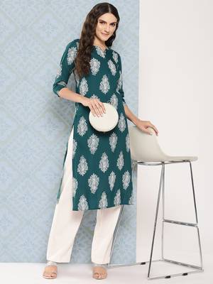  teal green paisley print kurta 5