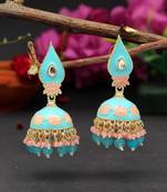 Firozi color meenakari earrings