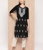  black chikankari straight kurta