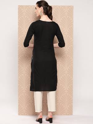 black chikankari straight kurta 3