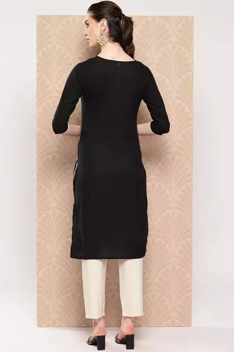  black chikankari straight kurta