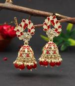 Red color meenakari earrings