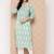 Yufta women sea green pure cotton ikat print kurta