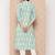 Yufta women sea green pure cotton ikat print kurta