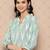 Yufta women sea green pure cotton ikat print kurta