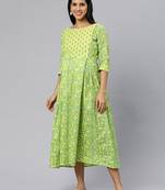 Yellow floral print cotton maternity dress