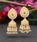 Beige color meenakari earrings
