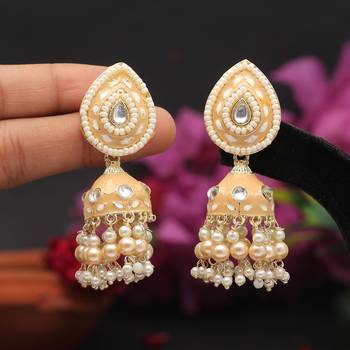 Beige color meenakari earrings 2