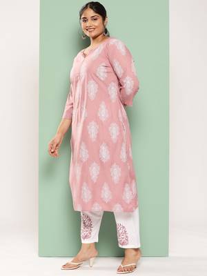  mauve block print kurta with palazzos with dupatta 2