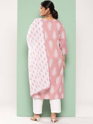  mauve block print kurta with palazzos with dupatta 3