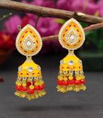 Yellow color meenakari earrings