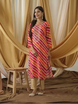 women orange embroidered kurta 2