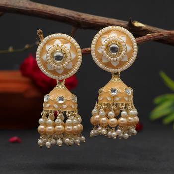Beige color meenakari earrings 1