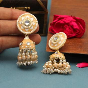 Beige color meenakari earrings 2