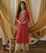 women red embellished kurta