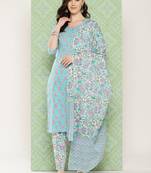  sea green paisley print kurta with trouser & dupatta