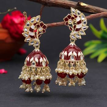 Maroon color meenakari earrings 1