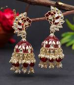 Maroon color meenakari earrings