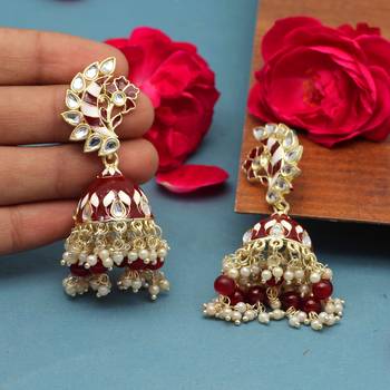 Maroon color meenakari earrings 2