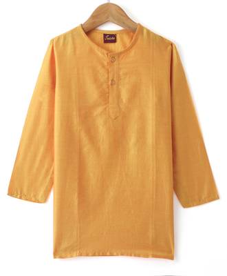 Twisha Boys Solid Kurta & Pyjama With Jacket - Gold 3