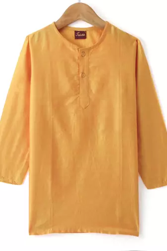 Twisha Boys Solid Kurta & Pyjama With Jacket - Gold