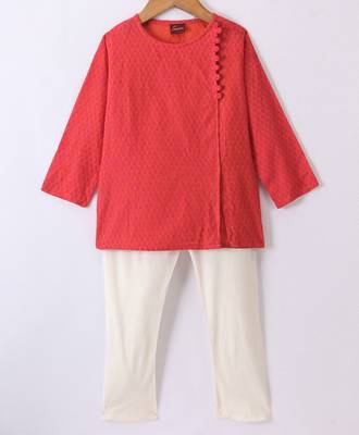 Twisha Boys Solid Kurta & Pyjama - Red 1