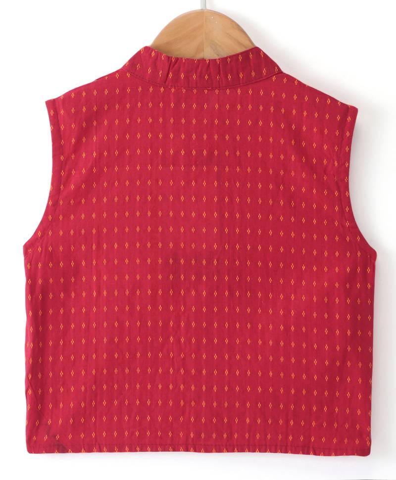 Twisha Boys Solid Kurta & Pyjama With Jacket - Yellow & Red