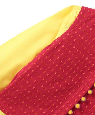 Twisha Boys Solid Kurta & Pyjama With Jacket - Yellow & Red 8