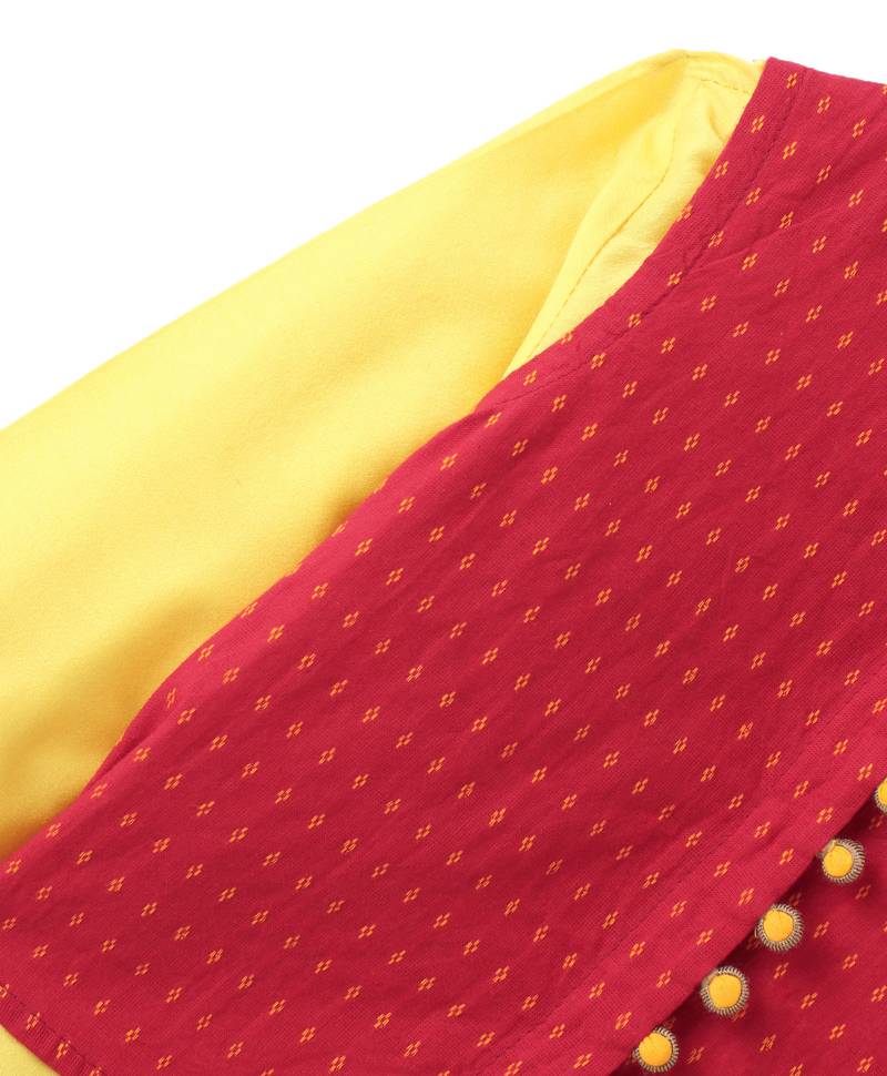 Twisha Boys Solid Kurta & Pyjama With Jacket - Yellow & Red