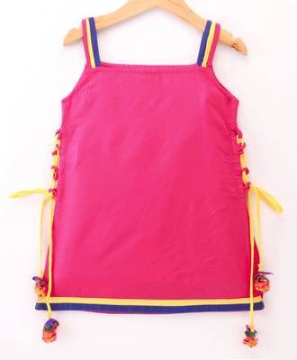 Twisha Girls Embroidered Kurta With Net Ghagra & Dupatta - Pink & Yellow 3