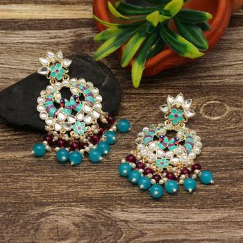 Turquoise color meenakari earrings 1