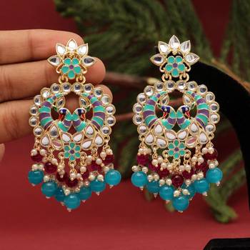 Turquoise color meenakari earrings 2