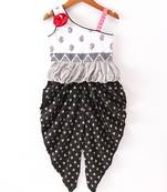Twisha Girls Self Design Top & Printed Dhoti Pants - White & Black