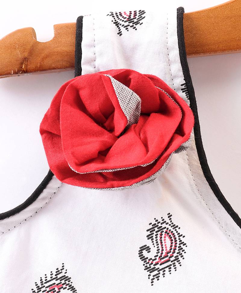 Twisha Girls Self Design Top & Printed Dhoti Pants - White & Black