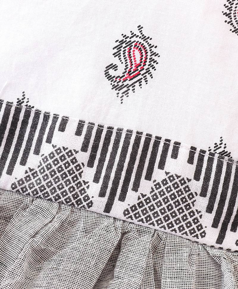 Twisha Girls Self Design Top & Printed Dhoti Pants - White & Black