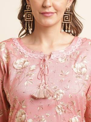 pink women floral printed straight kurta 5