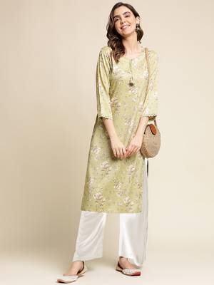 green  women floral printed straight kurta 3