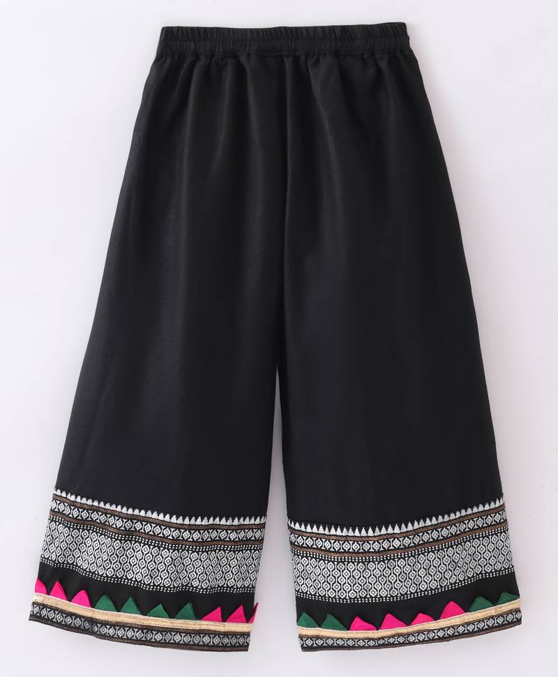 Twisha Girls One Shoulder Self Design Top & Palazzo - White & Black