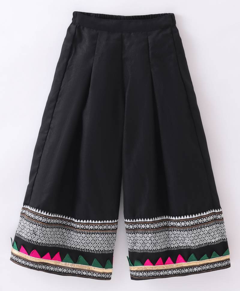 Twisha Girls One Shoulder Self Design Top & Palazzo - White & Black