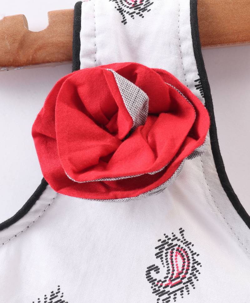 Twisha Girls One Shoulder Self Design Top & Palazzo - White & Black