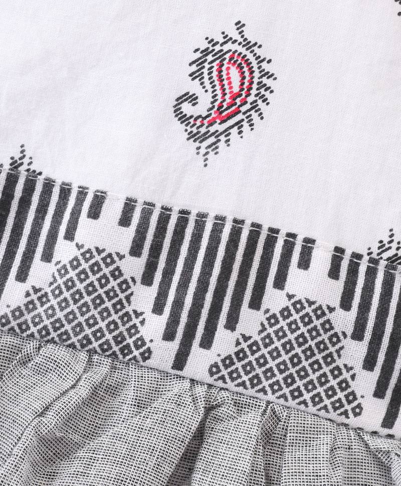 Twisha Girls One Shoulder Self Design Top & Palazzo - White & Black