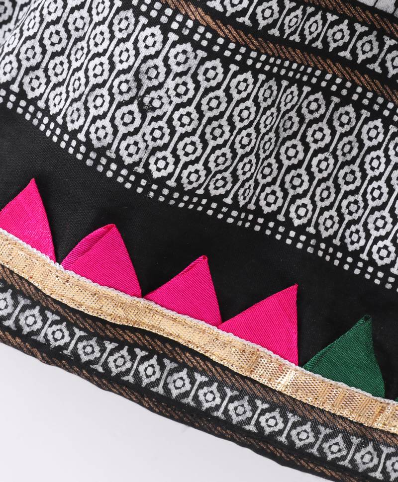 Twisha Girls One Shoulder Self Design Top & Palazzo - White & Black